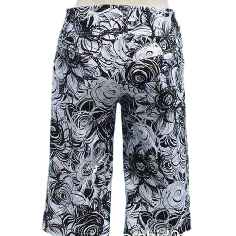 Cache Geometric Floral Black White Walking Bermuda Short New Stretch NWT $88 Sz2 - Picture 3 of 6